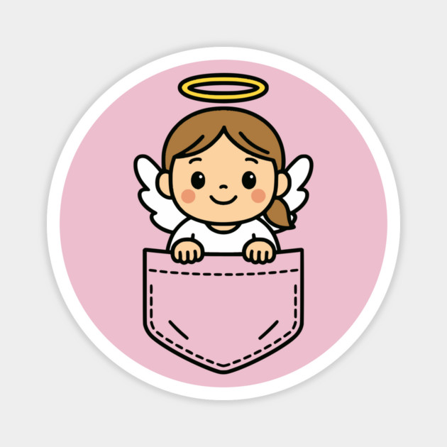Cute Girl Angel Pocket Pal Sweet Religious Christmas Holiday Magnet by Yesteeyear