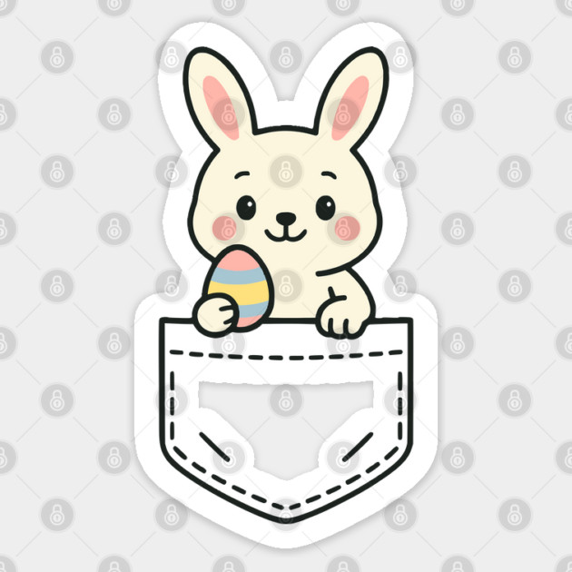 Cute Easter Bunny Pocket Pal Funny Spring Holiday Sticker by Yesteeyear