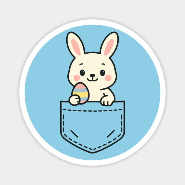 Cute Easter Bunny Pocket Pal Funny Spring Holiday Magnet by Yesteeyear