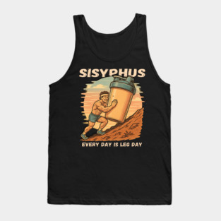 Sisyphus Gym Shirt – Funny Workout Meme Tee for Fitness and Leg Day Fans Tank Top