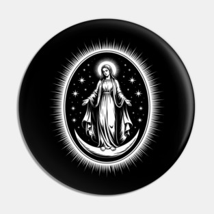 Assumption of Mary – Mystical Celestial Illustration in Black and White Pin