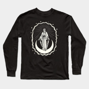 Assumption of Mary – Blessed Virgin on Crescent Moon Long Sleeve T-Shirt