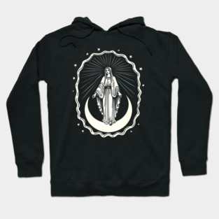 Assumption of Mary – Blessed Virgin on Crescent Moon Hoodie