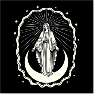 Assumption of Mary – Blessed Virgin on Crescent Moon Posters and Art