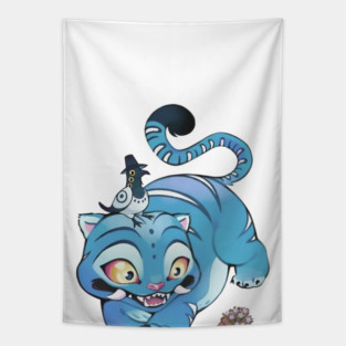 Cute Demon Hunter Tiger Shirts Derpy the Tiger And Bird M4739 Tapestry