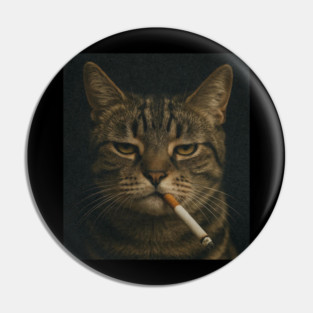 Funny Cat with Cigarette, Grumpy Smoking Cat Pin