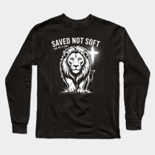 Fierce Christian Lion with Cross Artwork Long Sleeve T-Shirt