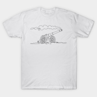 Vintage Cannon Smoke Line Art T-Shirt
