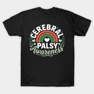 Cerebral Palsy Awareness Rainbow Heart T-Shirt
