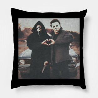 Vintage Michael Myers Ghostface Heart Hands Shirts Funny Halloween Horror Movies Fan Gift M4617 Pillow