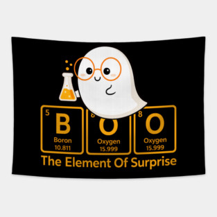 Boo Element of Surprise – Cute Chemistry Halloween Ghost Tapestry