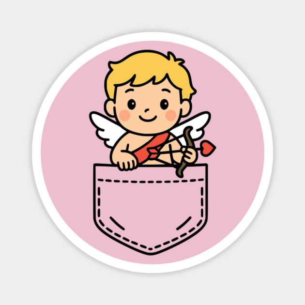 Cute Cupid Pocket Pal Funny Valentine Cherub Love Arrow Magnet by Yesteeyear