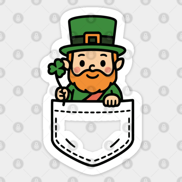 Funny Leprechaun Pocket Pal Cute Irish St. Patrick’s Day Sticker by Yesteeyear
