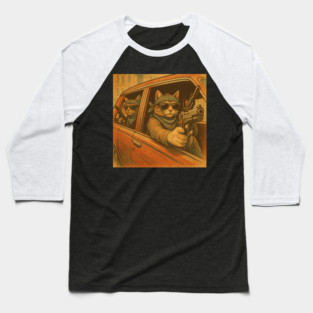 Funny Cat Gang Vintage Funny Cat Meme Baseball T-Shirt