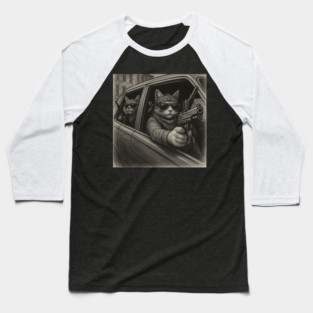 Funny Cat Gang Vintage Funny Cat Meme Baseball T-Shirt