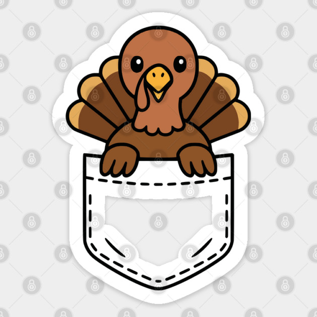Funny Turkey Pocket Pal Cute Thanksgiving Holiday Sticker by Yesteeyear