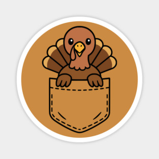 Funny Turkey Pocket Pal Cute Thanksgiving Holiday Magnet