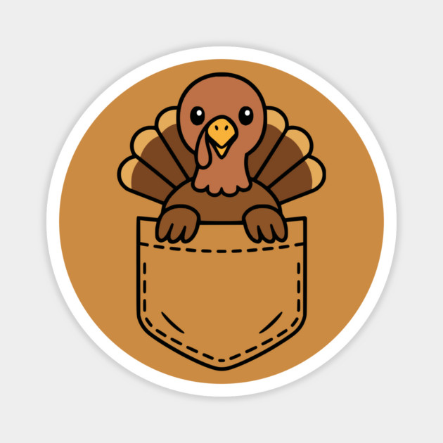 Funny Turkey Pocket Pal Cute Thanksgiving Holiday Magnet by Yesteeyear