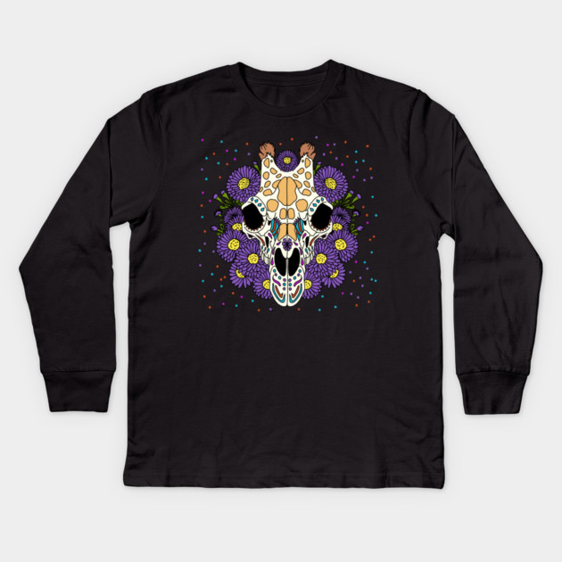 September's Aster & Giraffe Skull Kids Long Sleeve T-Shirt by H. R. Sinclair