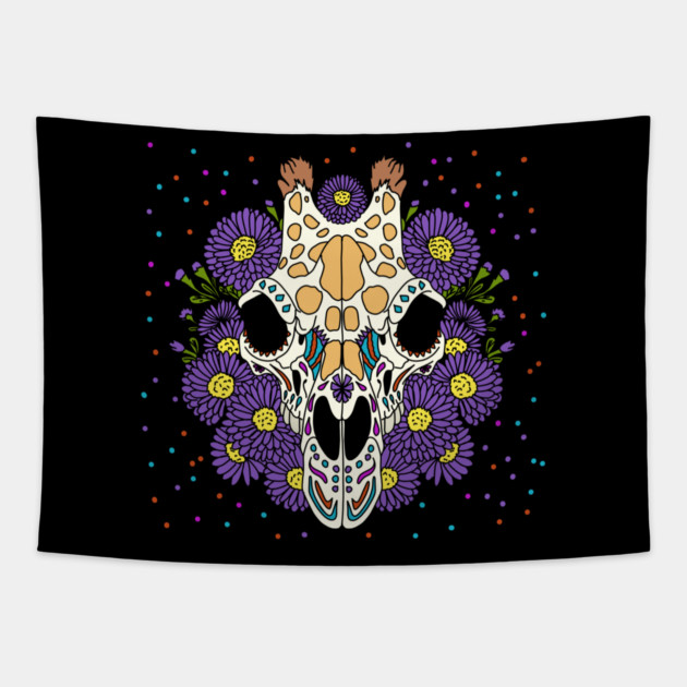 September's Aster & Giraffe Skull Tapestry by H. R. Sinclair