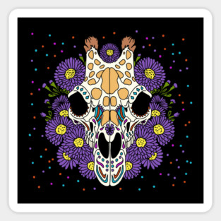 September's Aster & Giraffe Skull Sticker
