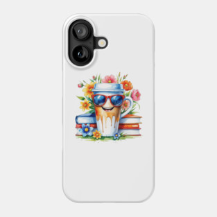 Coffee Books Flower Cup Funny Vibes Phone Case