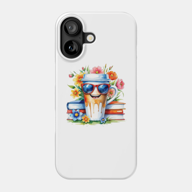 Coffee Books Flower Cup Funny Vibes Phone Case by SR8891