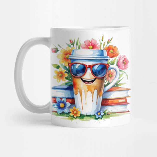 Coffee Books Flower Cup Funny Vibes by SR8891