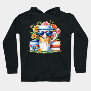 Coffee Books Flower Cup Funny Vibes Hoodie