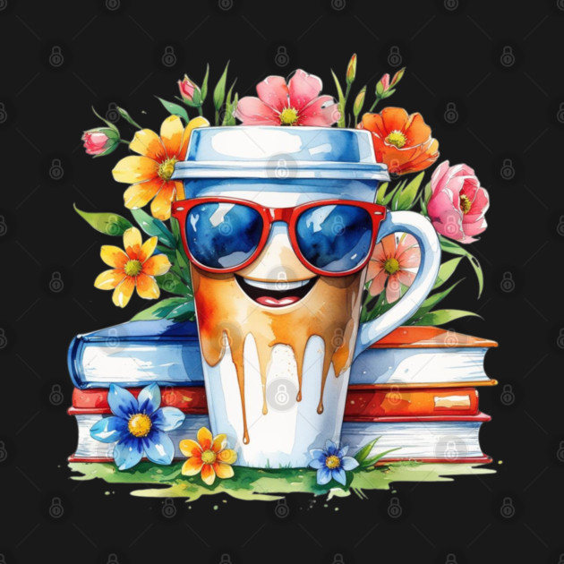 Coffee Books Flower Cup Funny Vibes by SR8891