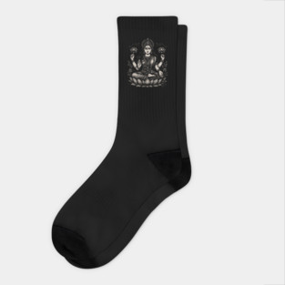 Goddess Lakshmi Sacred Design | Hindu Spiritual Art for Yoga Lovers & Divine Feminine Energy Socks