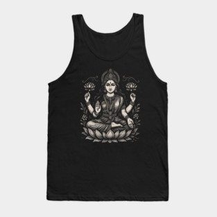 Goddess Lakshmi Sacred Design | Hindu Spiritual Art for Yoga Lovers & Divine Feminine Energy Tank Top