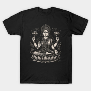 Goddess Lakshmi Sacred Design | Hindu Spiritual Art for Yoga Lovers & Divine Feminine Energy T-Shirt