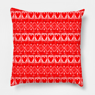 Croatian Traditional Pattern Red Heart Pillow