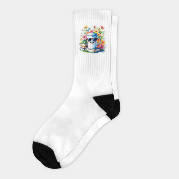 Books Coffee Funny Flower Cup Club Socks by SR8891