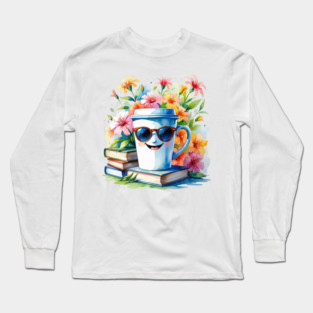 Books Coffee Funny Flower Cup Club Long Sleeve T-Shirt