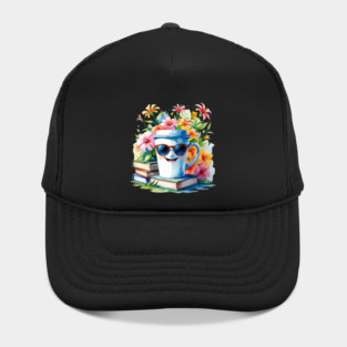 Books Coffee Funny Flower Cup Club Hat