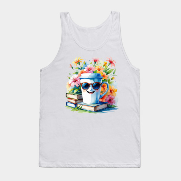 Books Coffee Funny Flower Cup Club Tank Top by SR8891