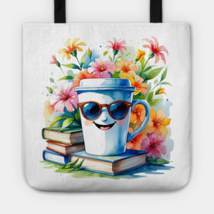Books Coffee Funny Flower Cup Club Tote