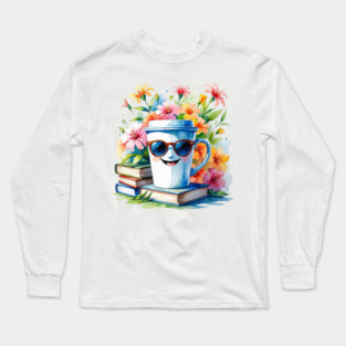 Books Coffee Funny Flower Cup Club Long Sleeve T-Shirt