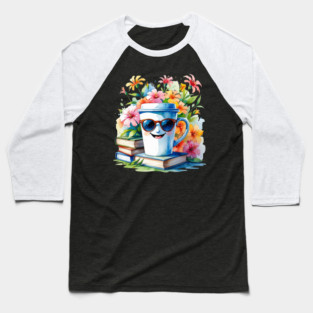 Books Coffee Funny Flower Cup Club Baseball T-Shirt