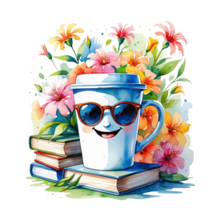 Books Coffee Funny Flower Cup Club T-Shirt