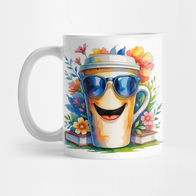 Funny Vibes Coffee Books Flower Cup by SR8891