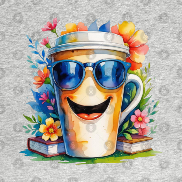 Funny Vibes Coffee Books Flower Cup by SR8891