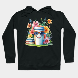 Flower Cup Coffee Books Funny Mood Hoodie