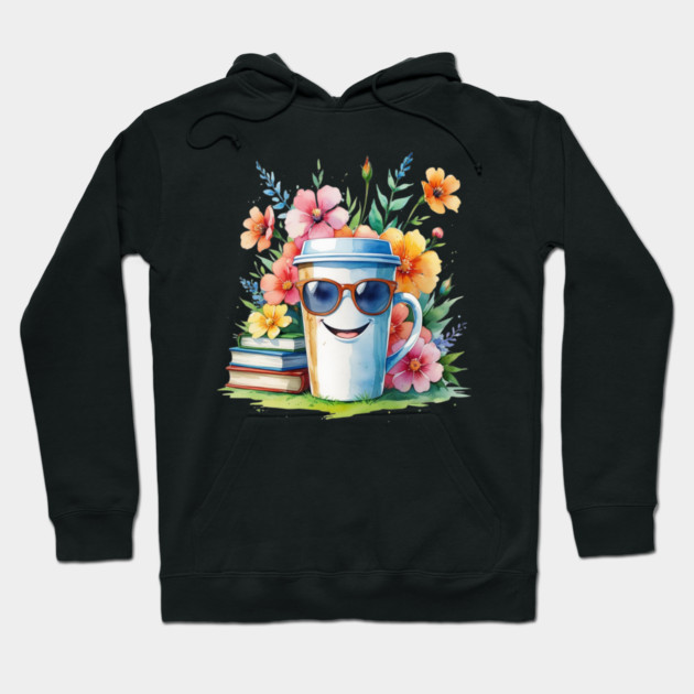 Flower Cup Coffee Books Funny Mood Hoodie by SR8891