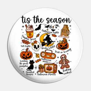 'Tis the Season - Cute Halloween Doodles Design Pin