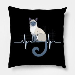 Siamese Cat Heartbeat Pillow
