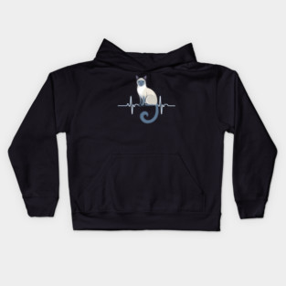 Siamese Cat Heartbeat Kids Hoodie