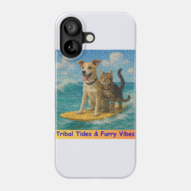 Tribal Tides & Furry Vibes – Hmong Surfing Duo Phone Case by Pimcolle